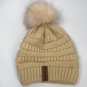 QueenFur Beanie Knit Stocking Cap Hat with Pompom